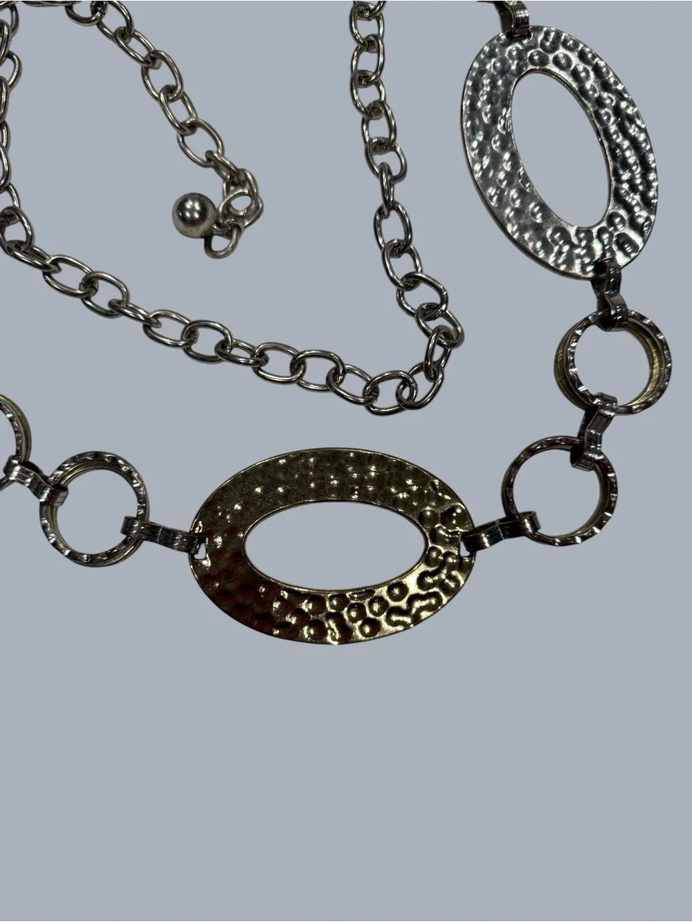 Belt Hammered Silver & Gold Tone Adjustable Chain 50 in by Chicos